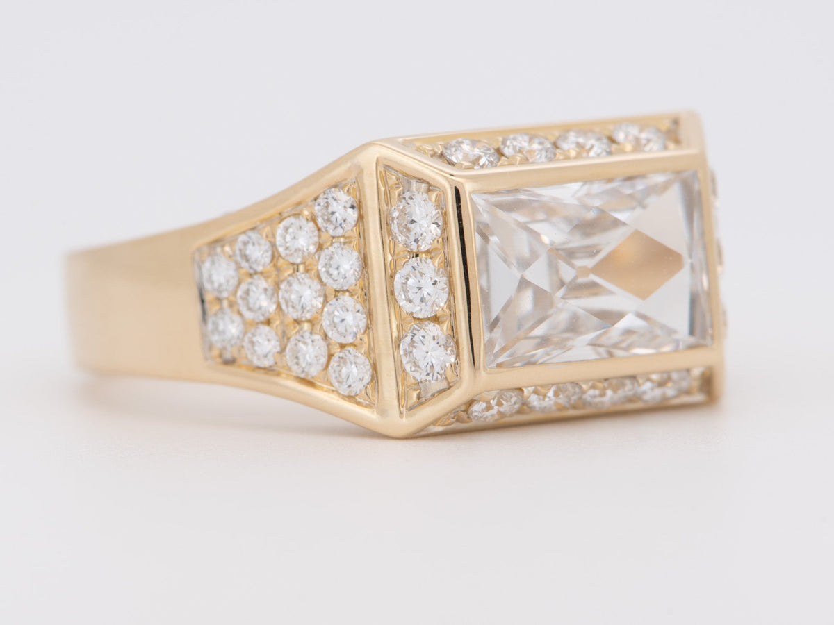 3.45ctw Certified French Cut Diamond Wide Band Ring 14K Gold R6747 Aurora Designer