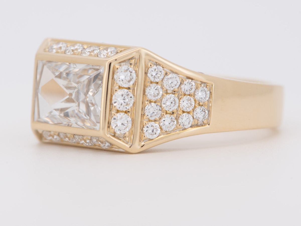 3.45ctw Certified French Cut Diamond Wide Band Ring 14K Gold R6747 Aurora Designer