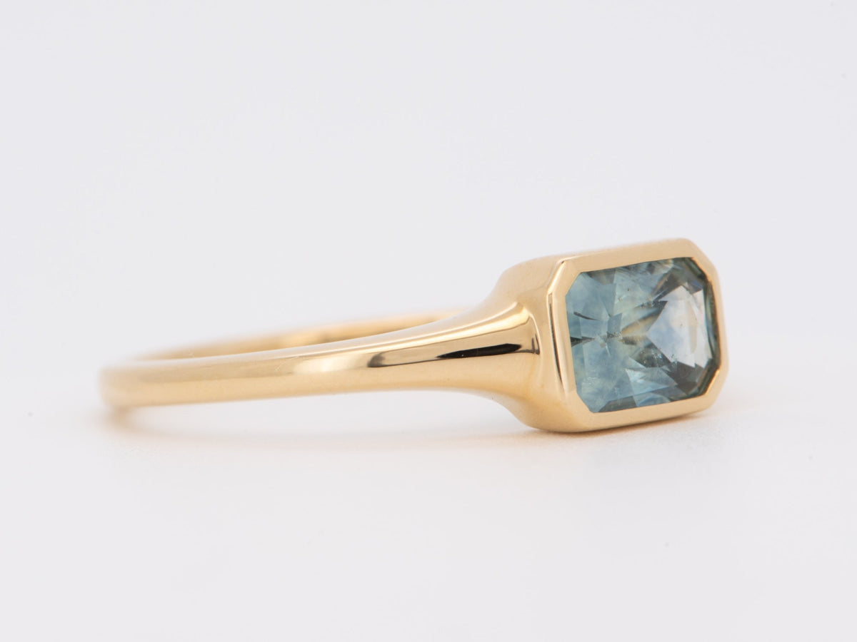 1.18ct Montana Sapphire Bezel Set Signet Ring 14K Gold R6749 Aurora Designer