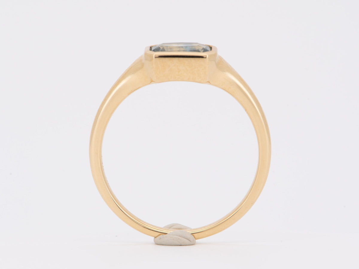 1.18ct Montana Sapphire Bezel Set Signet Ring 14K Gold R6749 Aurora Designer