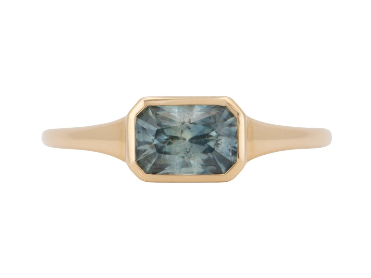 1.18ct Montana Sapphire Bezel Set Signet Ring 14K Gold R6749 Aurora Designer