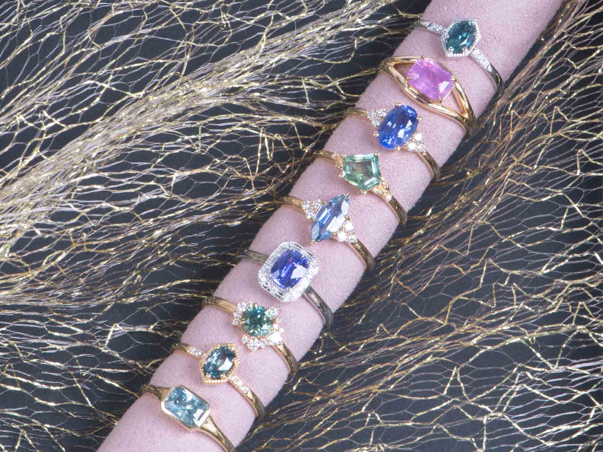 2.32ct Opalescent Pink Sapphire Engagement Ring on Split Band 14K Gold R6751 Aurora Designer