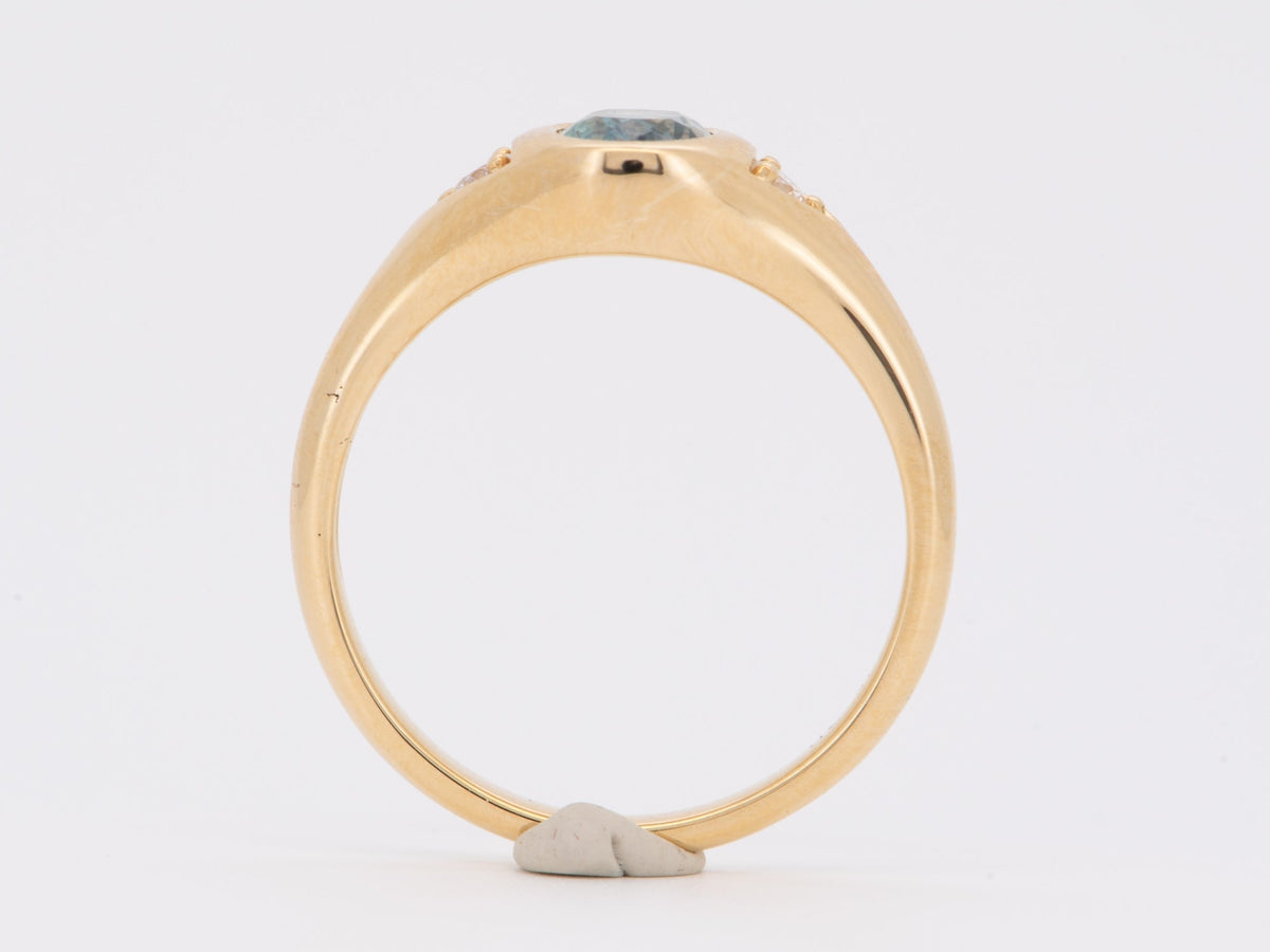 1.03ct Montana Sapphire and Diamond Signet-Style Ring 14K Gold R6750 Aurora Designer