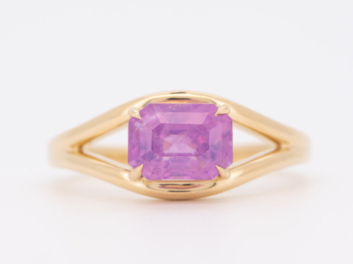 2.32ct Opalescent Pink Sapphire Engagement Ring on Split Band 14K Gold R6751 Aurora Designer