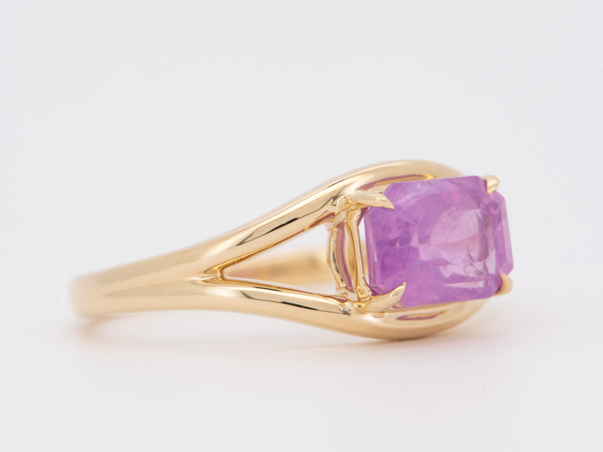 2.32ct Opalescent Pink Sapphire Engagement Ring on Split Band 14K Gold R6751 Aurora Designer