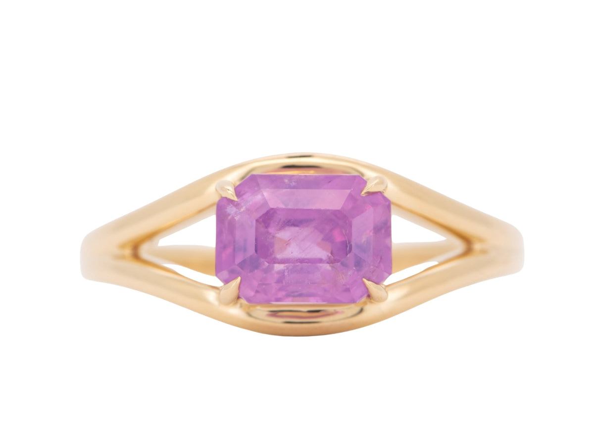 2.32ct Opalescent Pink Sapphire Engagement Ring on Split Band 14K Gold R6751 Aurora Designer