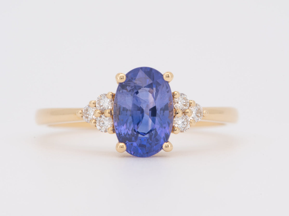 1.93ct Purplish Blue Sapphire and Diamond Engagement Ring 14K Gold R6752 Aurora Designer