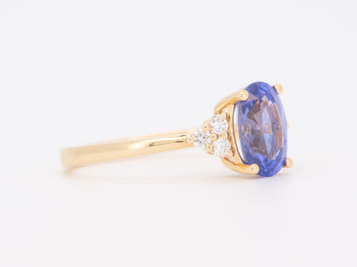 1.93ct Purplish Blue Sapphire and Diamond Engagement Ring 14K Gold R6752 Aurora Designer