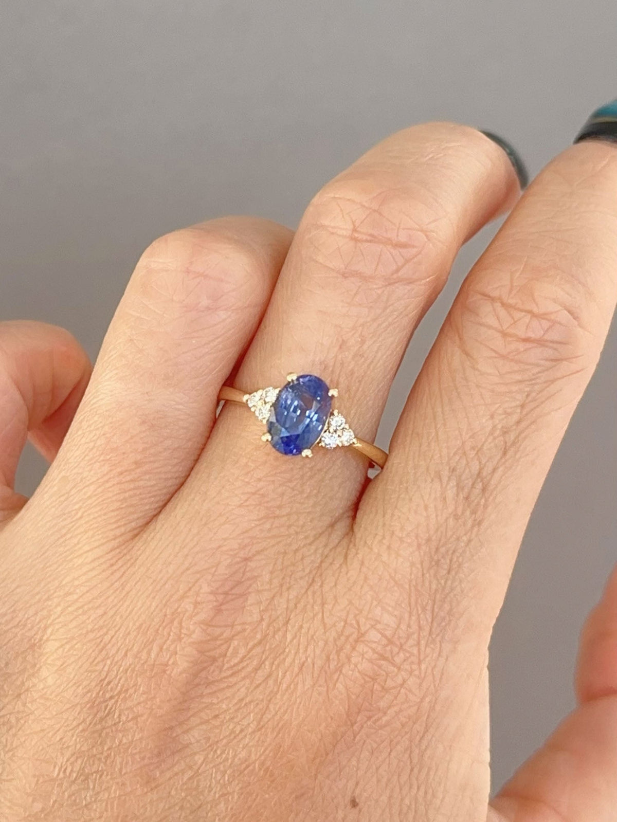 1.93ct Purplish Blue Sapphire and Diamond Engagement Ring 14K Gold R6752 Aurora Designer