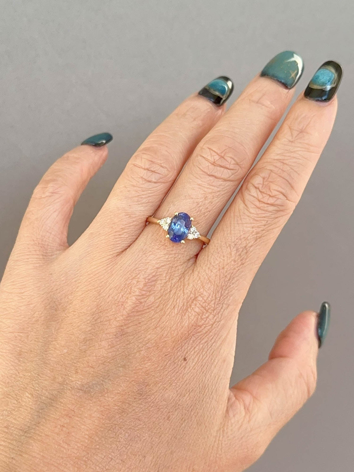 1.93ct Purplish Blue Sapphire and Diamond Engagement Ring 14K Gold R6752 Aurora Designer
