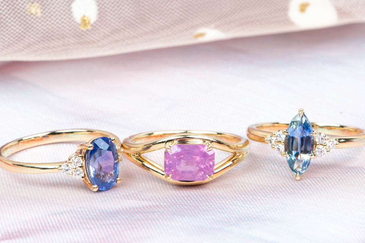 1.93ct Purplish Blue Sapphire and Diamond Engagement Ring 14K Gold R6752 Aurora Designer