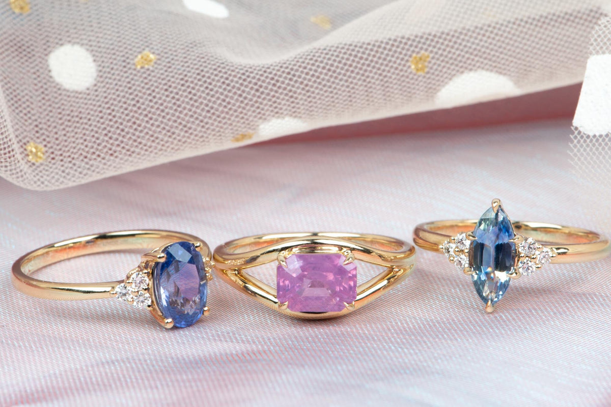 1.93ct Purplish Blue Sapphire and Diamond Engagement Ring 14K Gold R6752 Aurora Designer