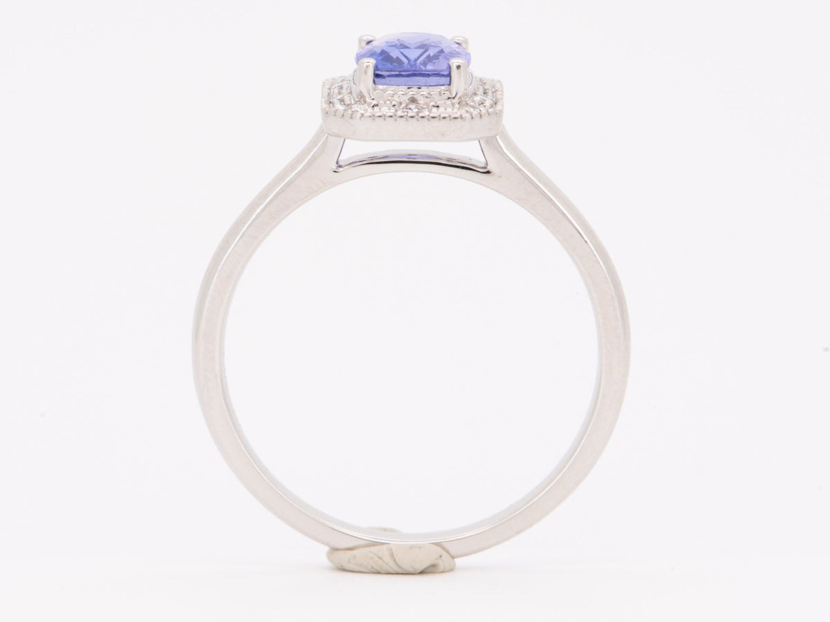 1.3ct Lavender Sapphire with Diamond Halo Engagement Ring 14K White Gold R6753 Aurora Designer