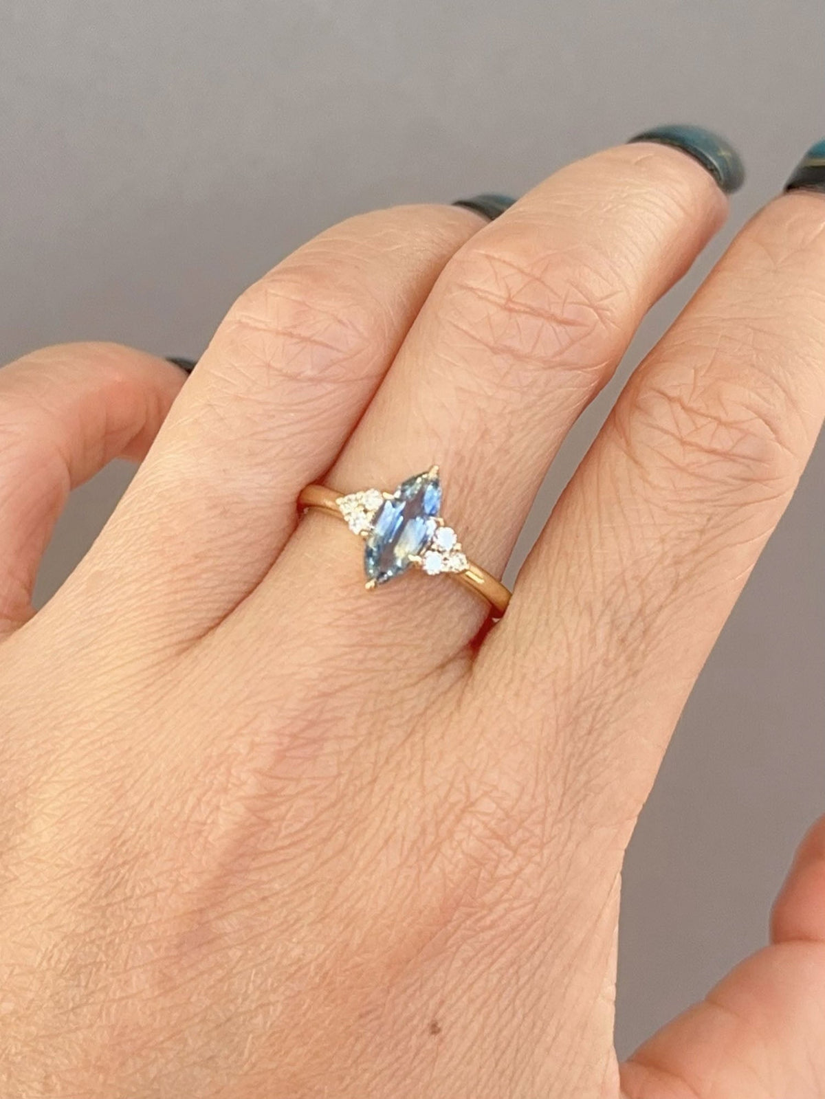 1.28ct Bi-Color Sapphire and Diamond Engagement Ring 14K Gold R6755 Aurora Designer