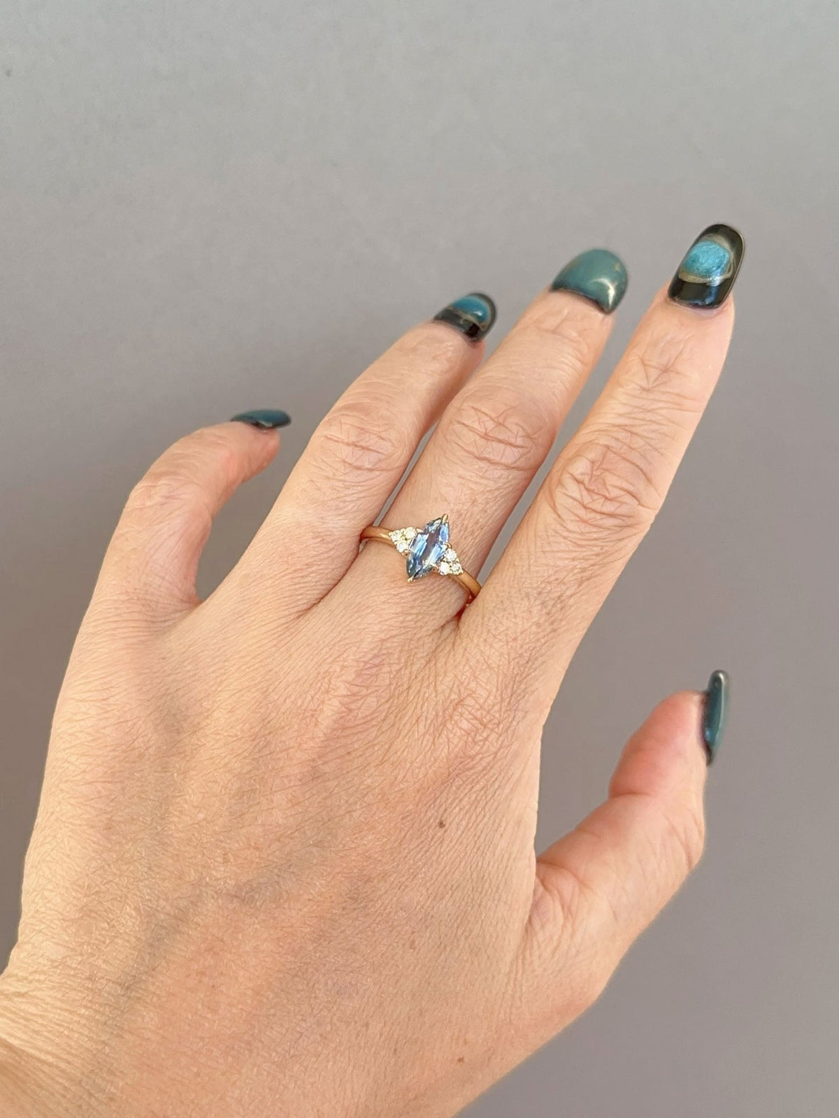 1.28ct Bi-Color Sapphire and Diamond Engagement Ring 14K Gold R6755 Aurora Designer