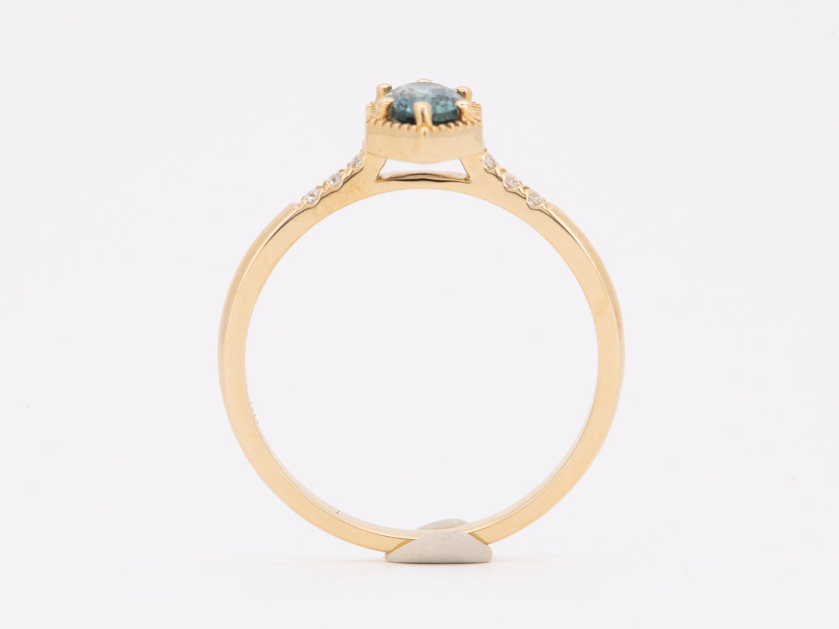 Montana Sapphire in Hexagon Setting Engagement Ring 14K Yellow Gold R6758 Aurora Designer