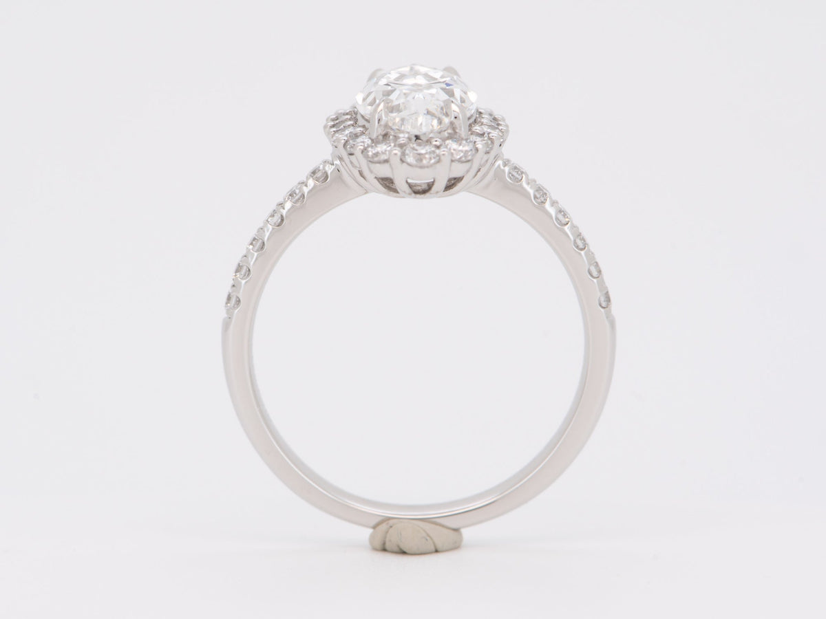 2.67ctw Long Oval Lab Diamond with Halo Engagement Ring Platinum PT950 Aurora Designer