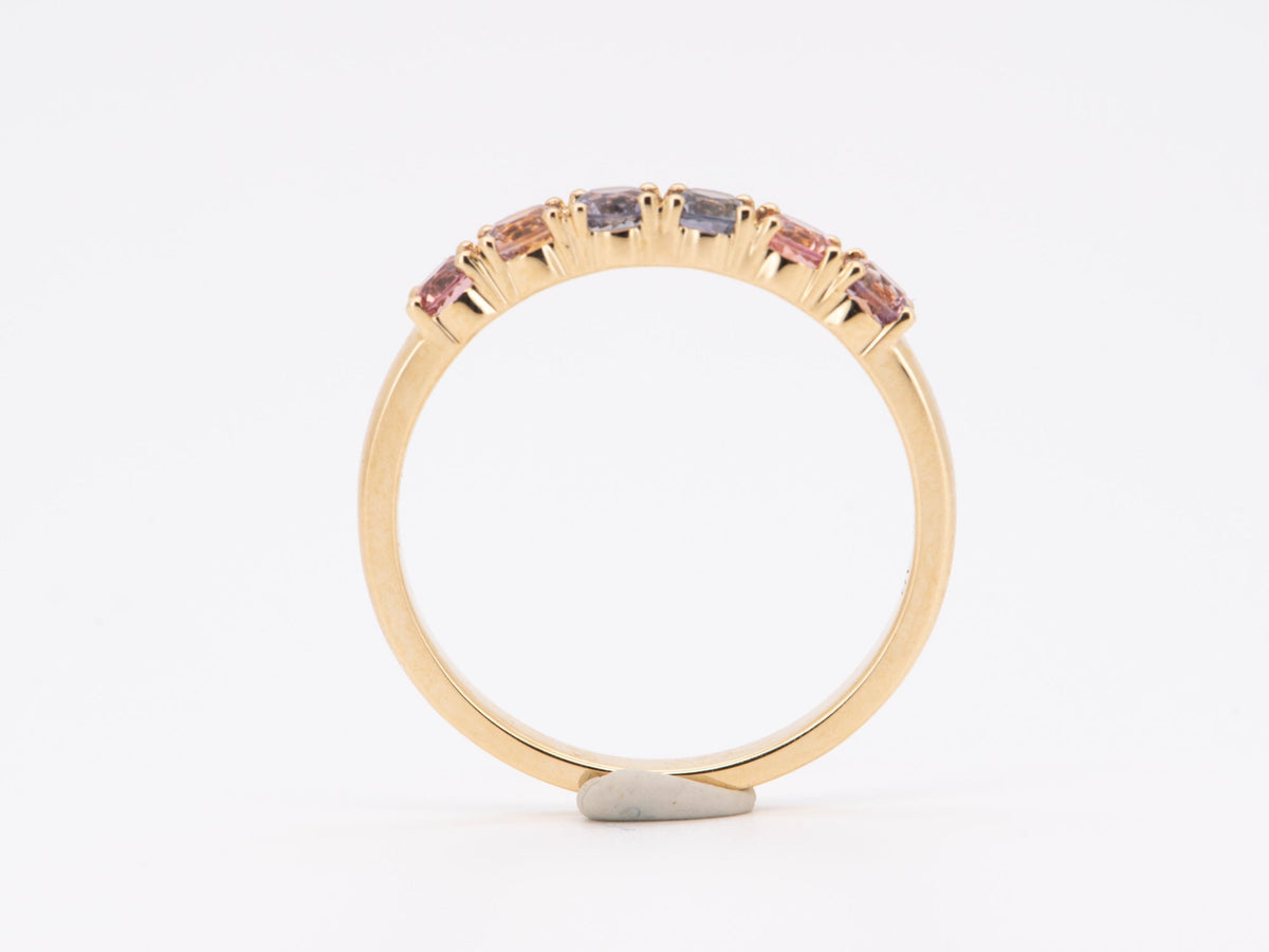 Rare Fancy Color Montana Sapphire Wedding Band 14K Gold R6763 Aurora Designer