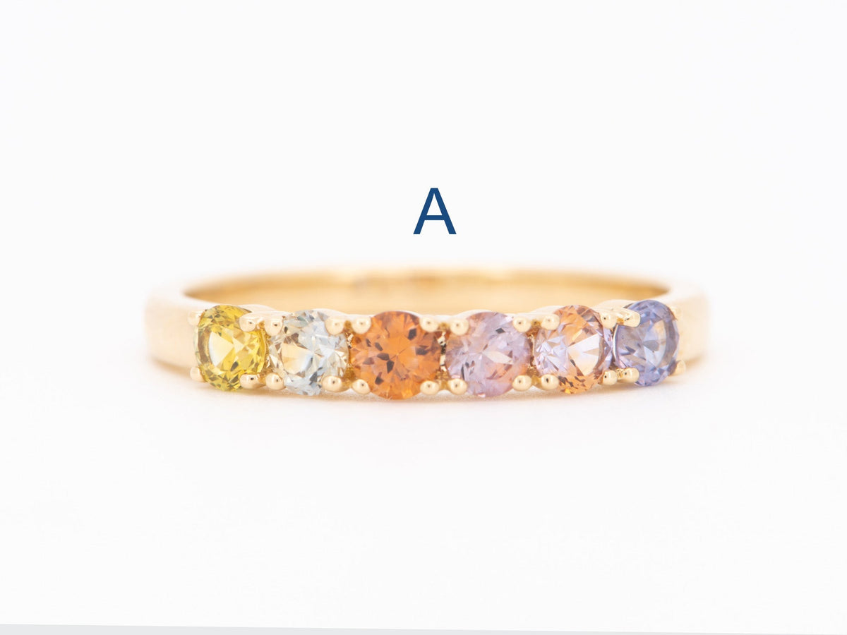 Rare Fancy Color Montana Sapphire Wedding Band 14K Gold R6763 Aurora Designer
