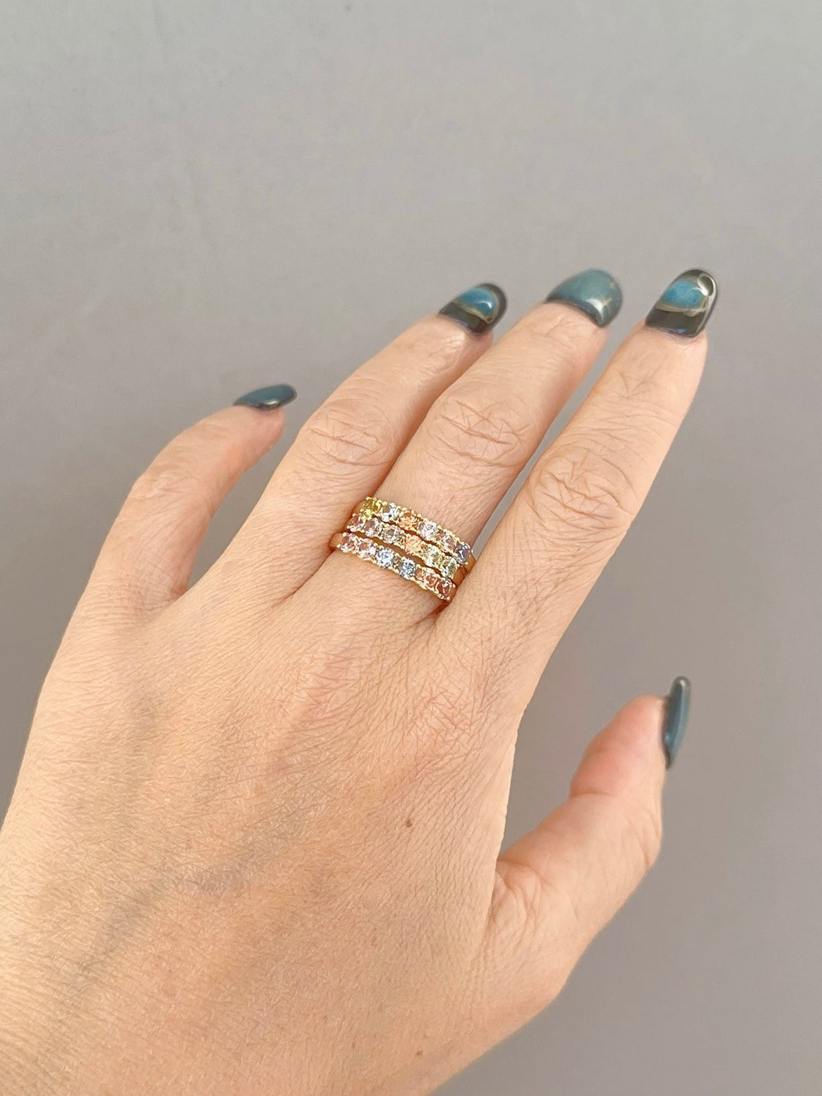 Rare Fancy Color Montana Sapphire Wedding Band 14K Gold R6763 Aurora Designer