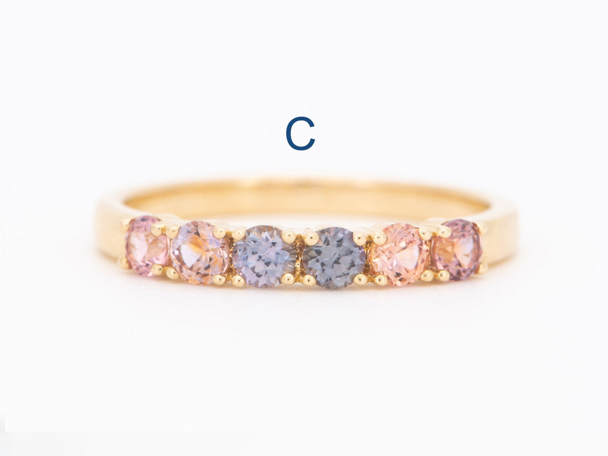 Rare Fancy Color Montana Sapphire Wedding Band 14K Gold R6763 Aurora Designer