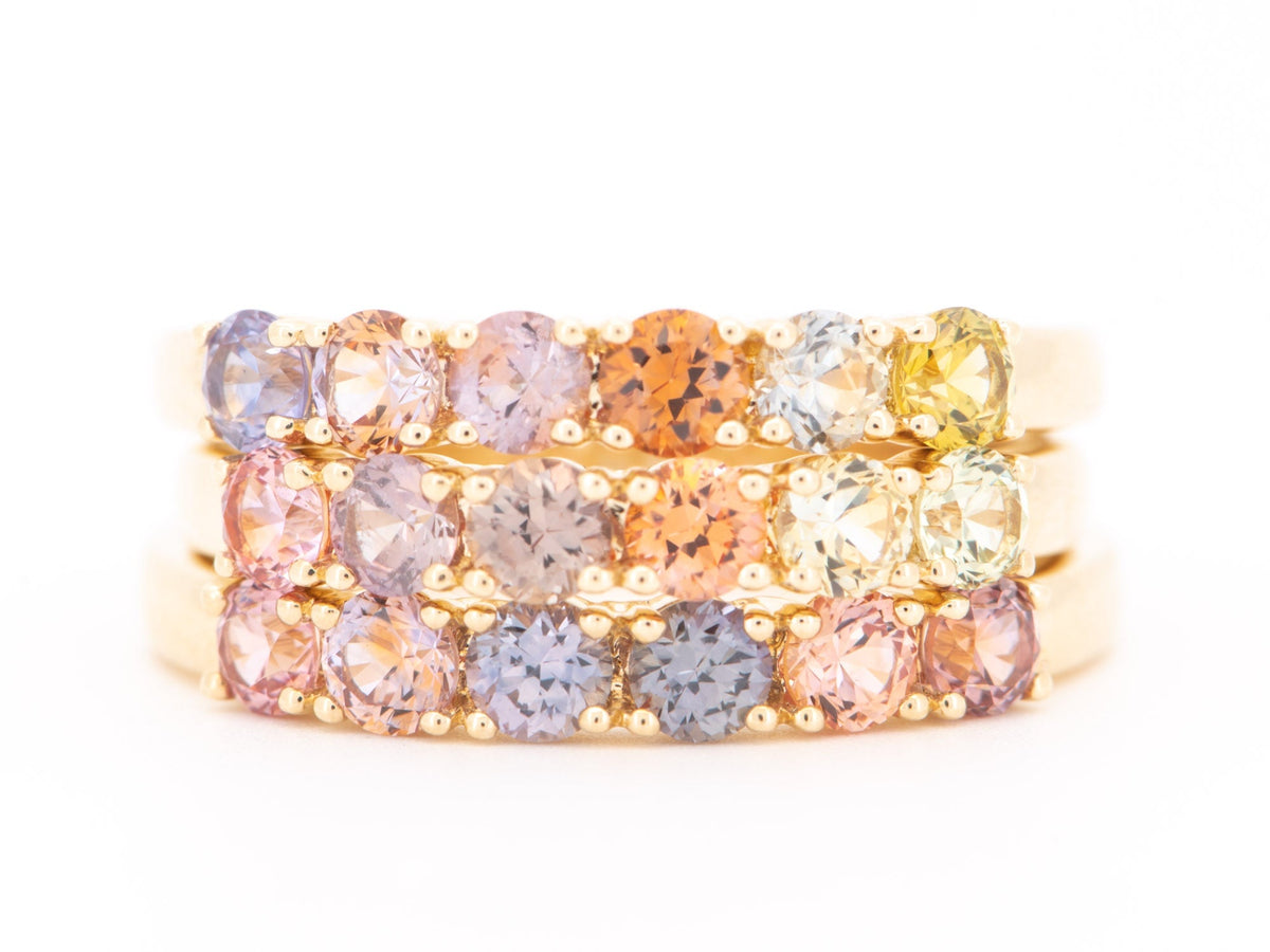 Rare Fancy Color Montana Sapphire Wedding Band 14K Gold R6763 Aurora Designer