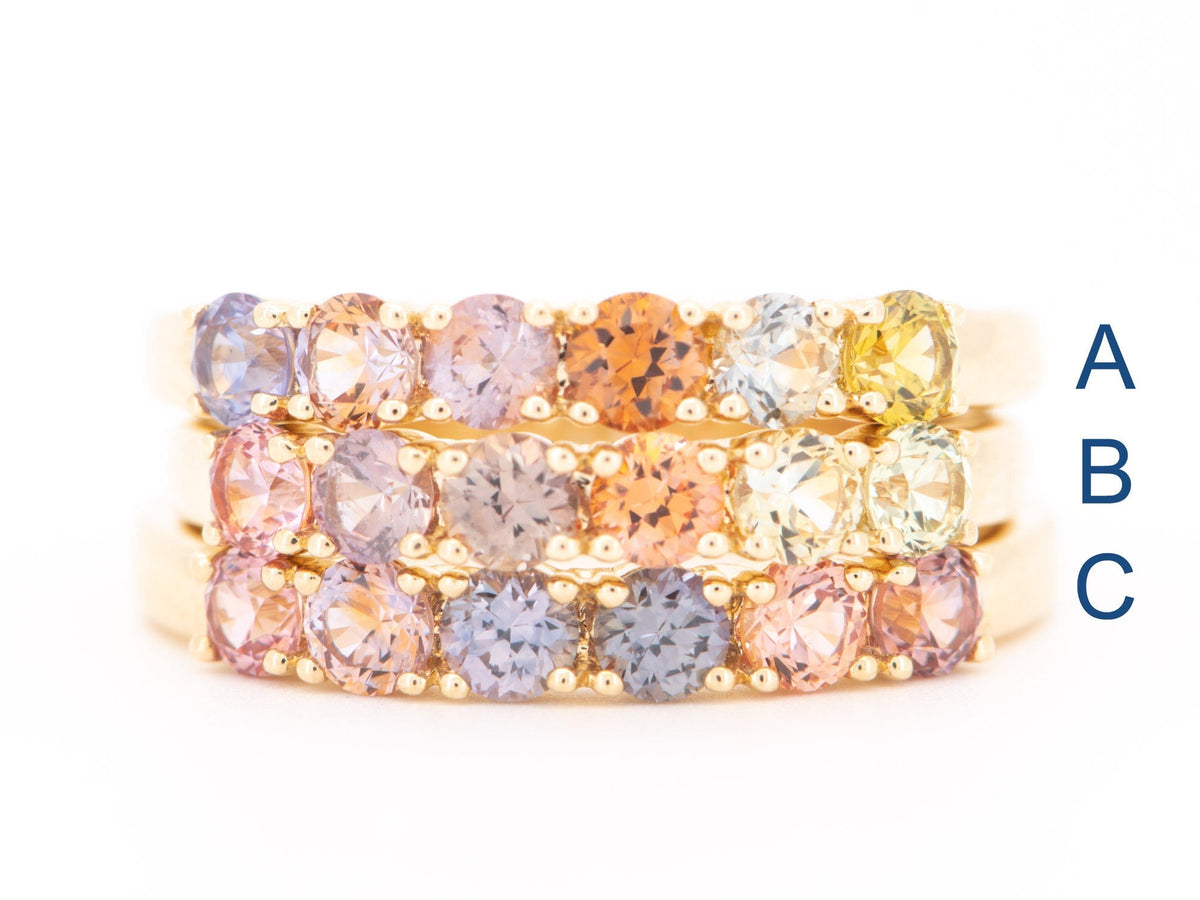 Rare Fancy Color Montana Sapphire Wedding Band 14K Gold R6763 Aurora Designer