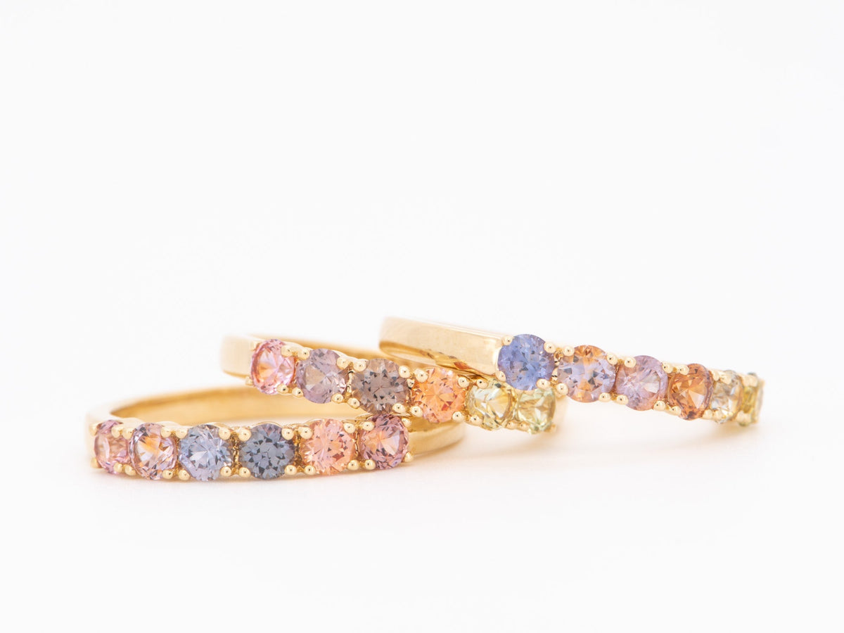 Rare Fancy Color Montana Sapphire Wedding Band 14K Gold R6763 Aurora Designer