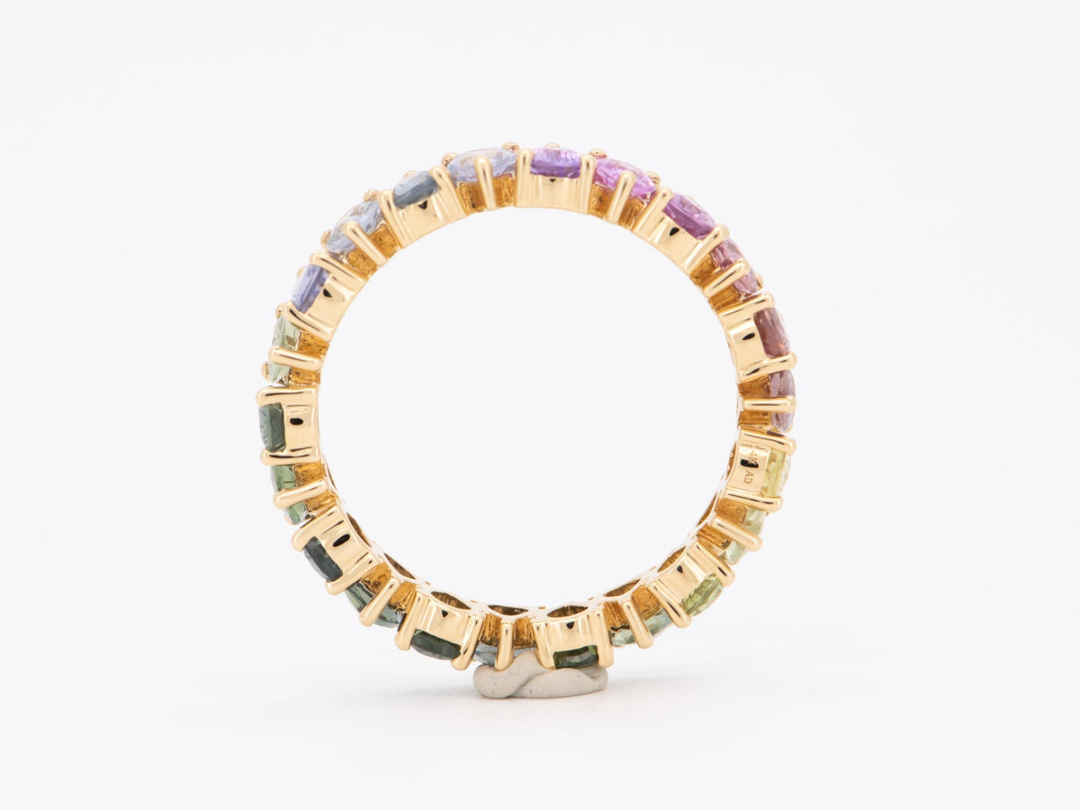 3.7ctw Unique Soft Rainbow Color Sapphire Full Eternity Band 14K Gold R6764 Aurora Designer