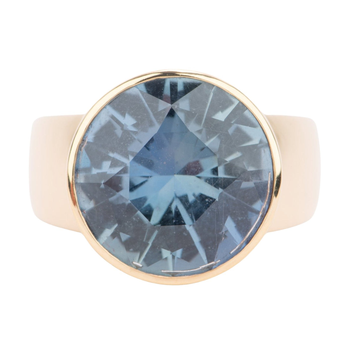 10.48ct GIA-Certified Unheated Sapphire on Wide Band Ring 18K Gold R6766 Aurora Designer