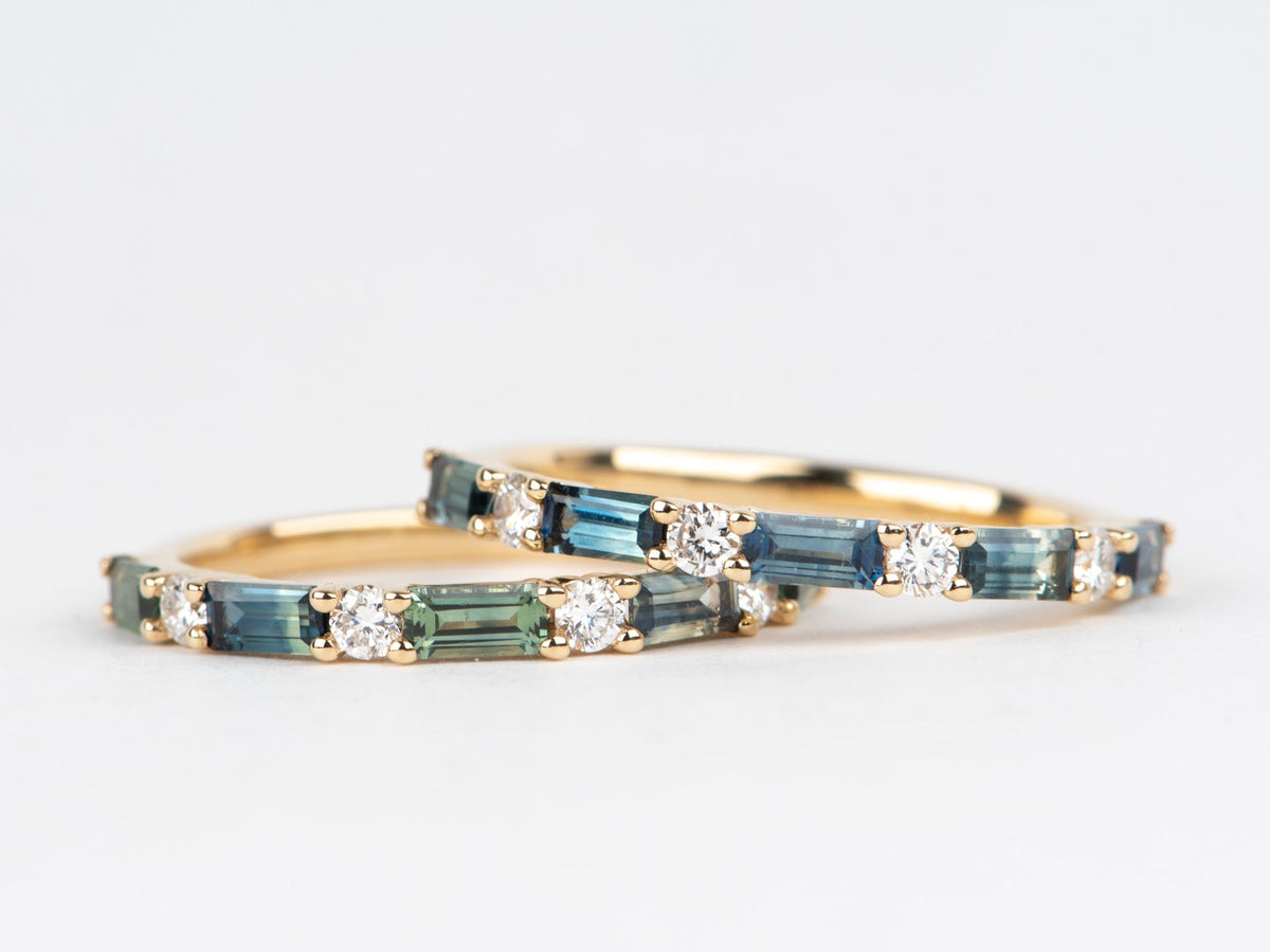 Alternating Baguette Sapphire and Diamond Wedding Band 14K Gold R6767 Aurora Designer