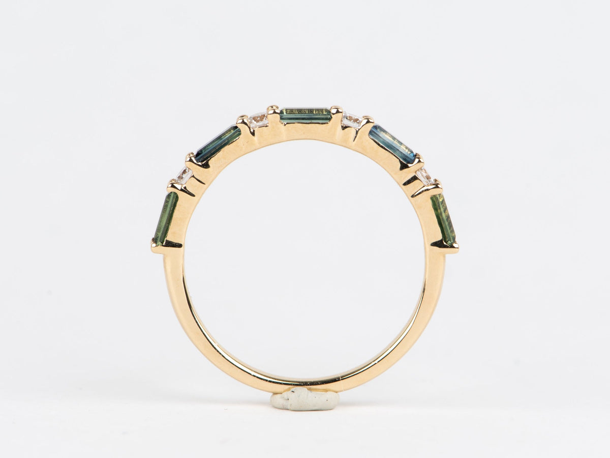 Alternating Baguette Sapphire and Diamond Wedding Band 14K Gold R6767 Aurora Designer