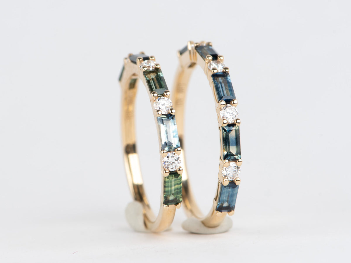 Alternating Baguette Sapphire and Diamond Wedding Band 14K Gold R6767 Aurora Designer