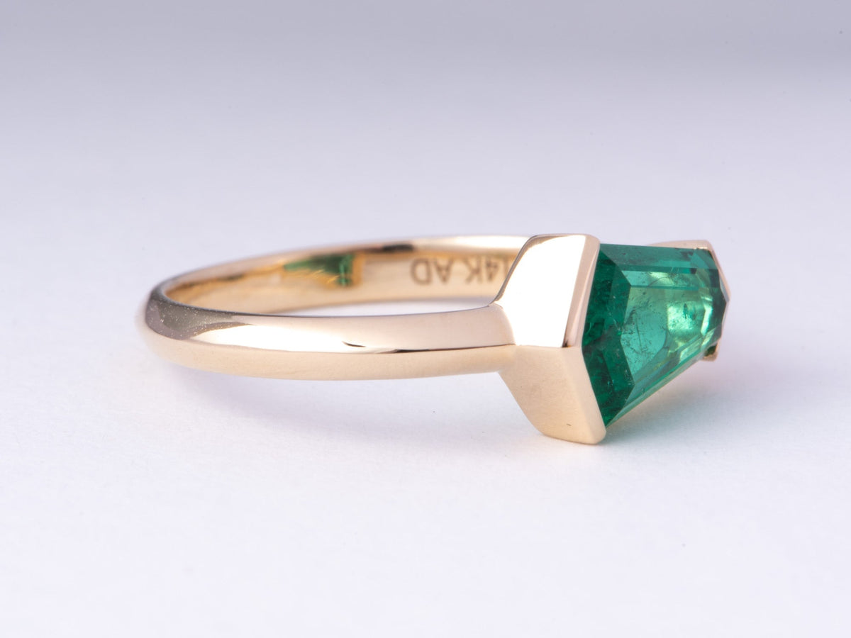 1.14ct Hexagon-Shape Emerald Sideways Set Engagement Ring 14K Gold R6771 Aurora Designer