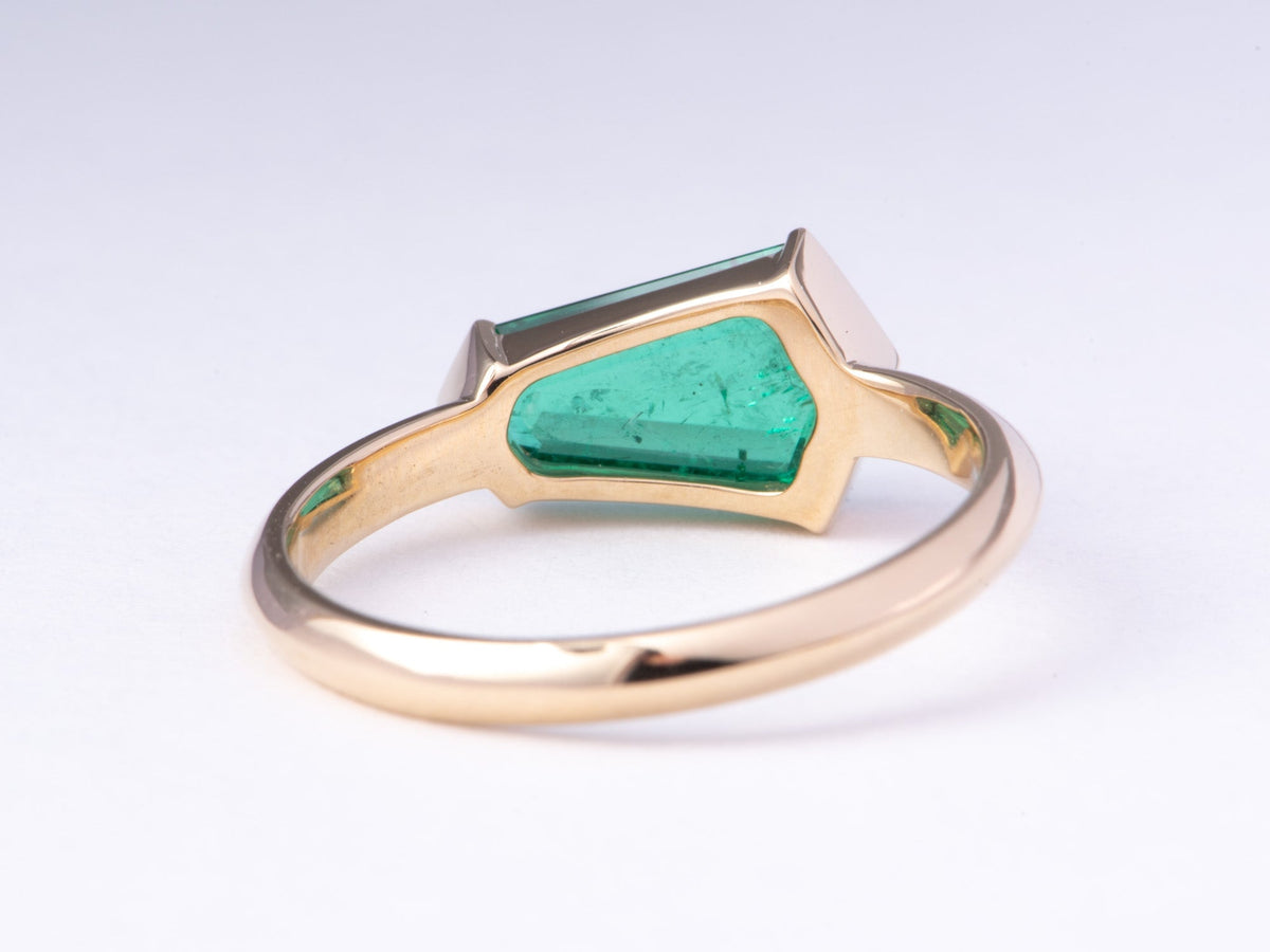 1.14ct Hexagon-Shape Emerald Sideways Set Engagement Ring 14K Gold R6771 Aurora Designer