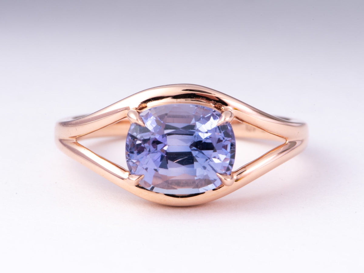 2.73ct Soft Lilac Color Sapphire Engagement Ring on Split Band 14K Rose Gold R6774 Aurora Designer