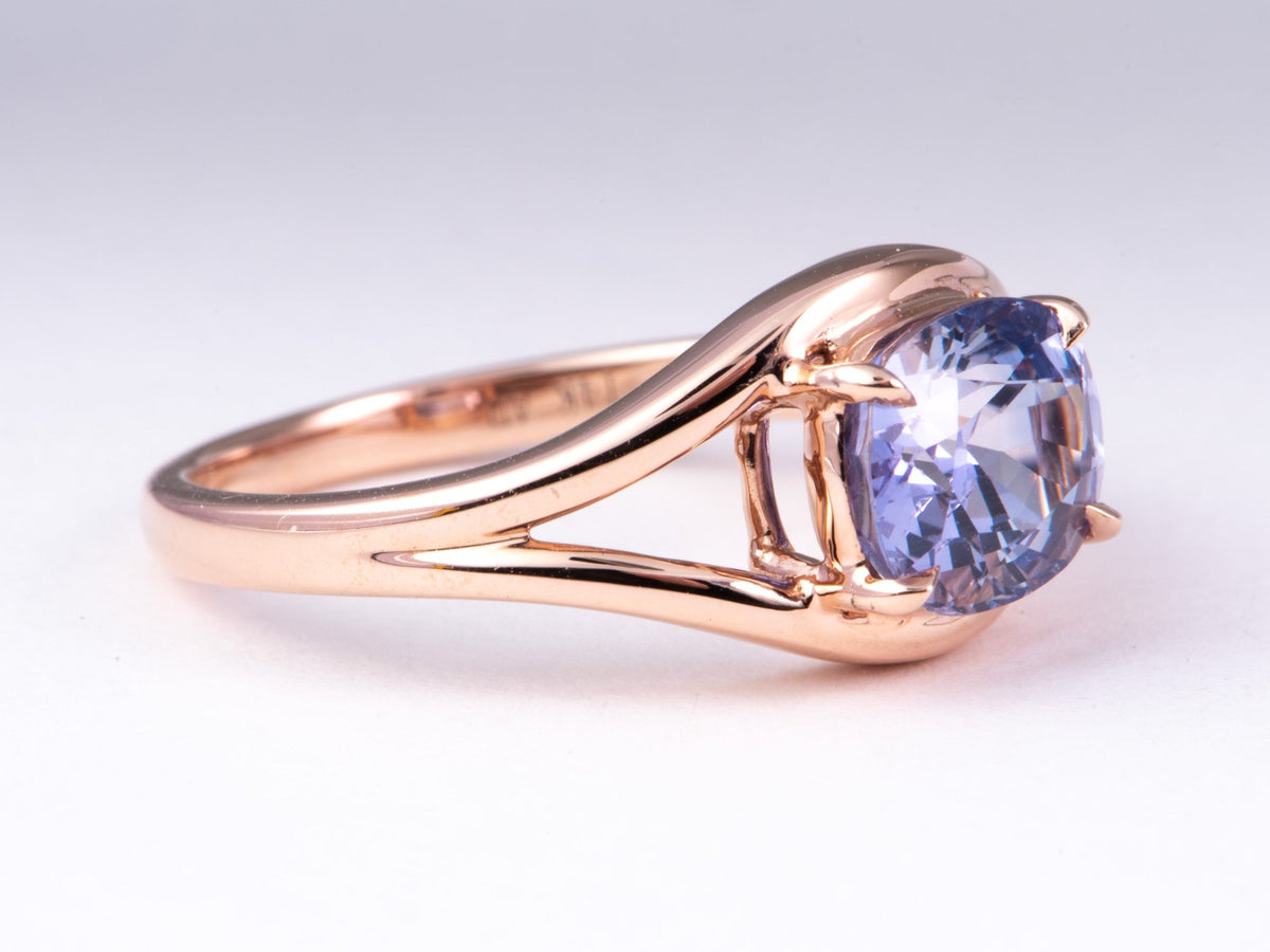 2.73ct Soft Lilac Color Sapphire Engagement Ring on Split Band 14K Rose Gold R6774 Aurora Designer