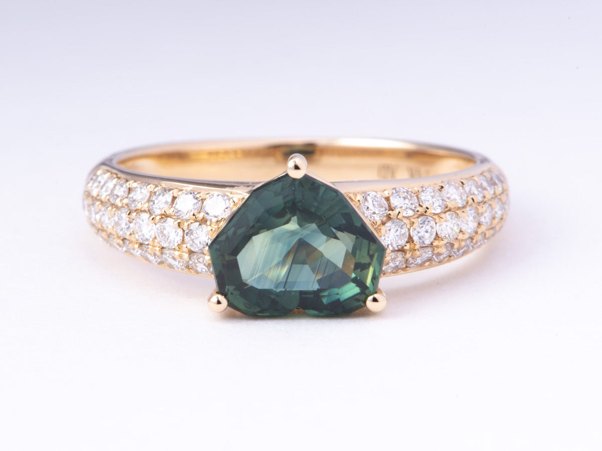 1.83ct Bi-Color Parti Sapphire on Diamond Pave Engagement Ring 14K Gold R6776 Aurora Designer