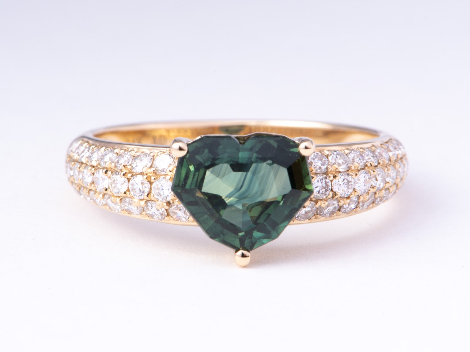 1.83ct Bi-Color Parti Sapphire on Diamond Pave Engagement Ring 14K Gold R6776 Aurora Designer