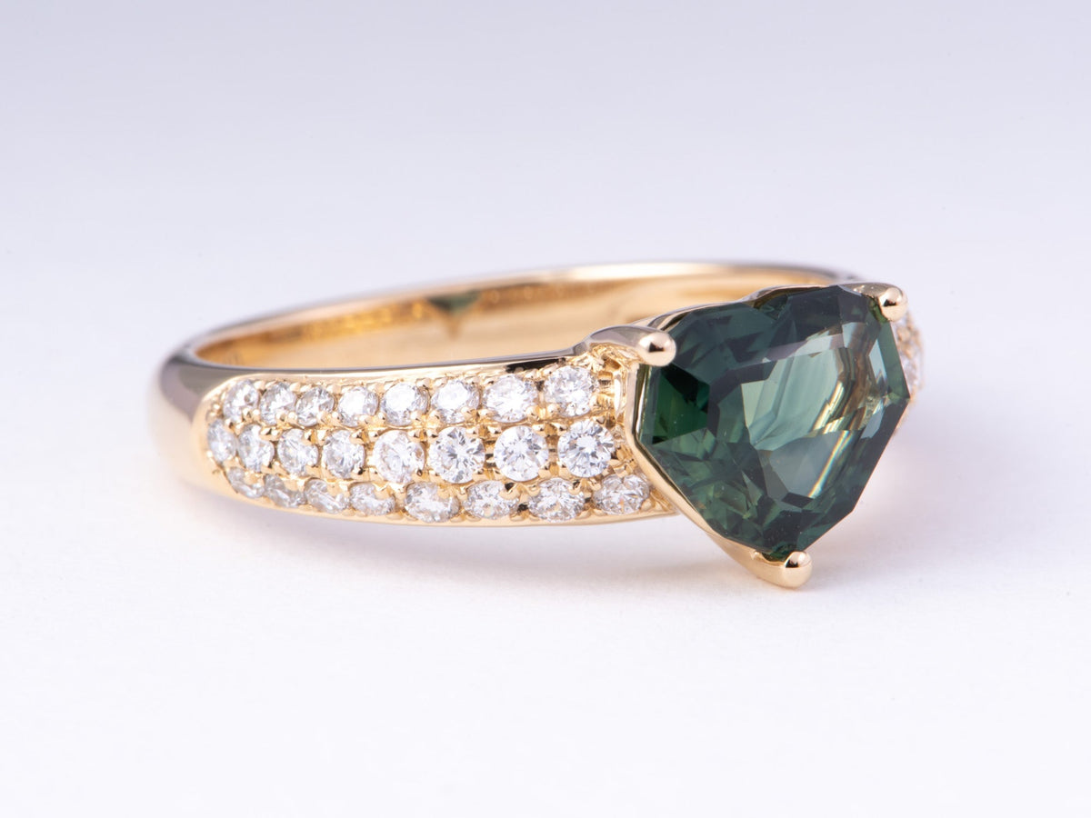 1.83ct Bi-Color Parti Sapphire on Diamond Pave Engagement Ring 14K Gold R6776 Aurora Designer