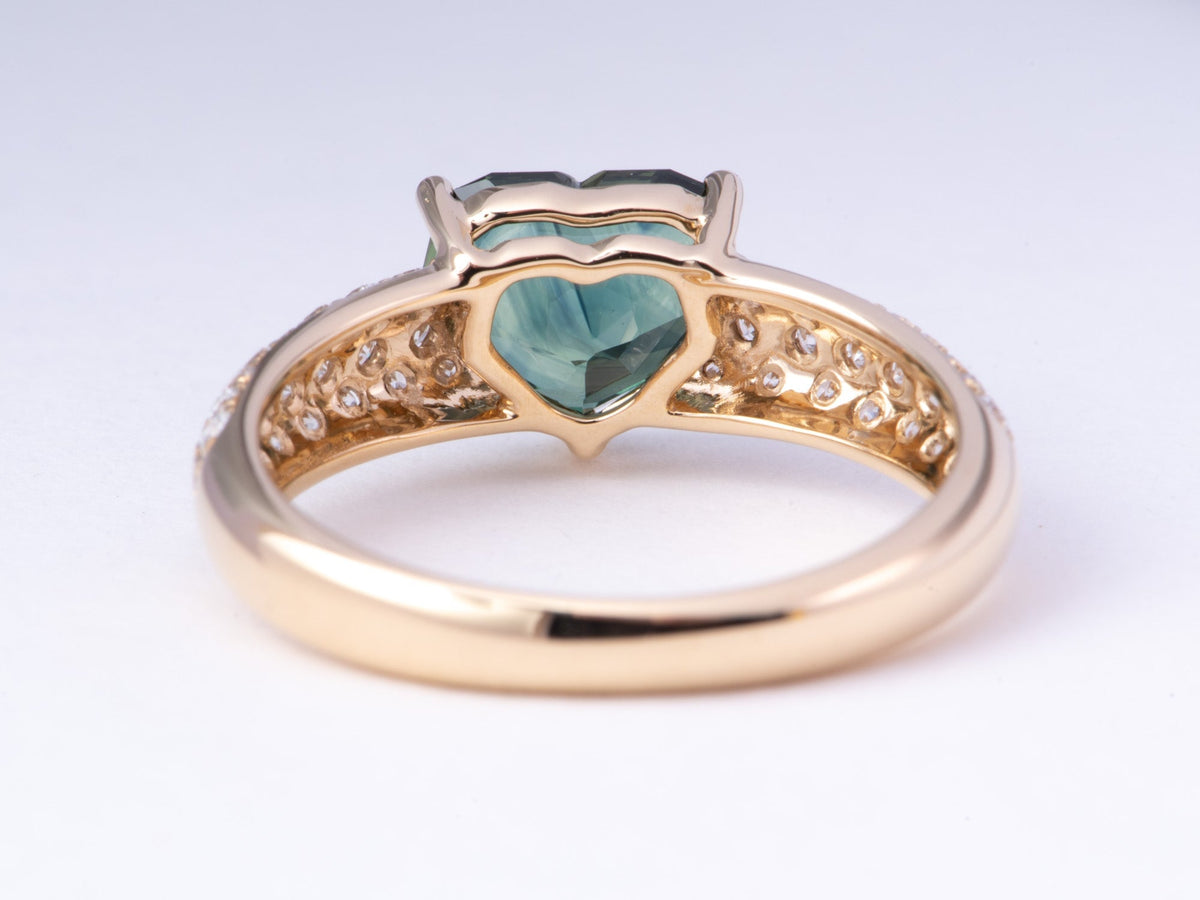 1.83ct Bi-Color Parti Sapphire on Diamond Pave Engagement Ring 14K Gold R6776 Aurora Designer