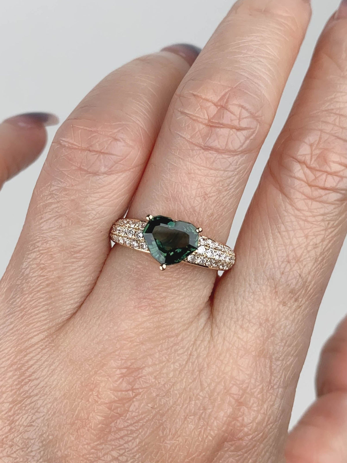 1.83ct Bi-Color Parti Sapphire on Diamond Pave Engagement Ring 14K Gold R6776 Aurora Designer