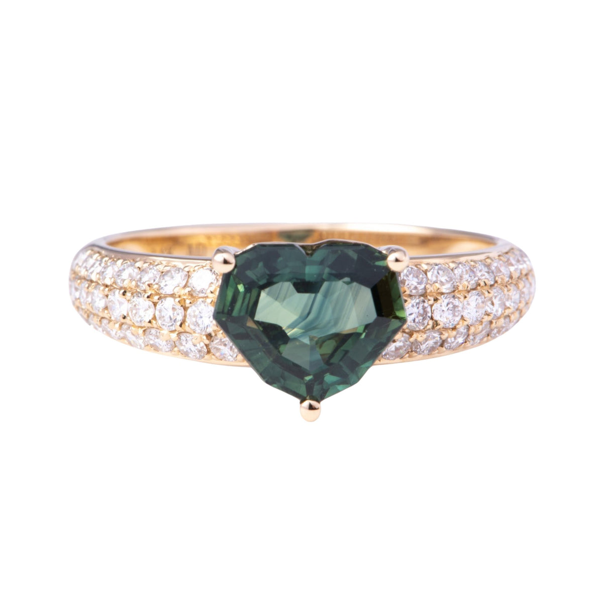 1.83ct Bi-Color Parti Sapphire on Diamond Pave Engagement Ring 14K Gold R6776 Aurora Designer