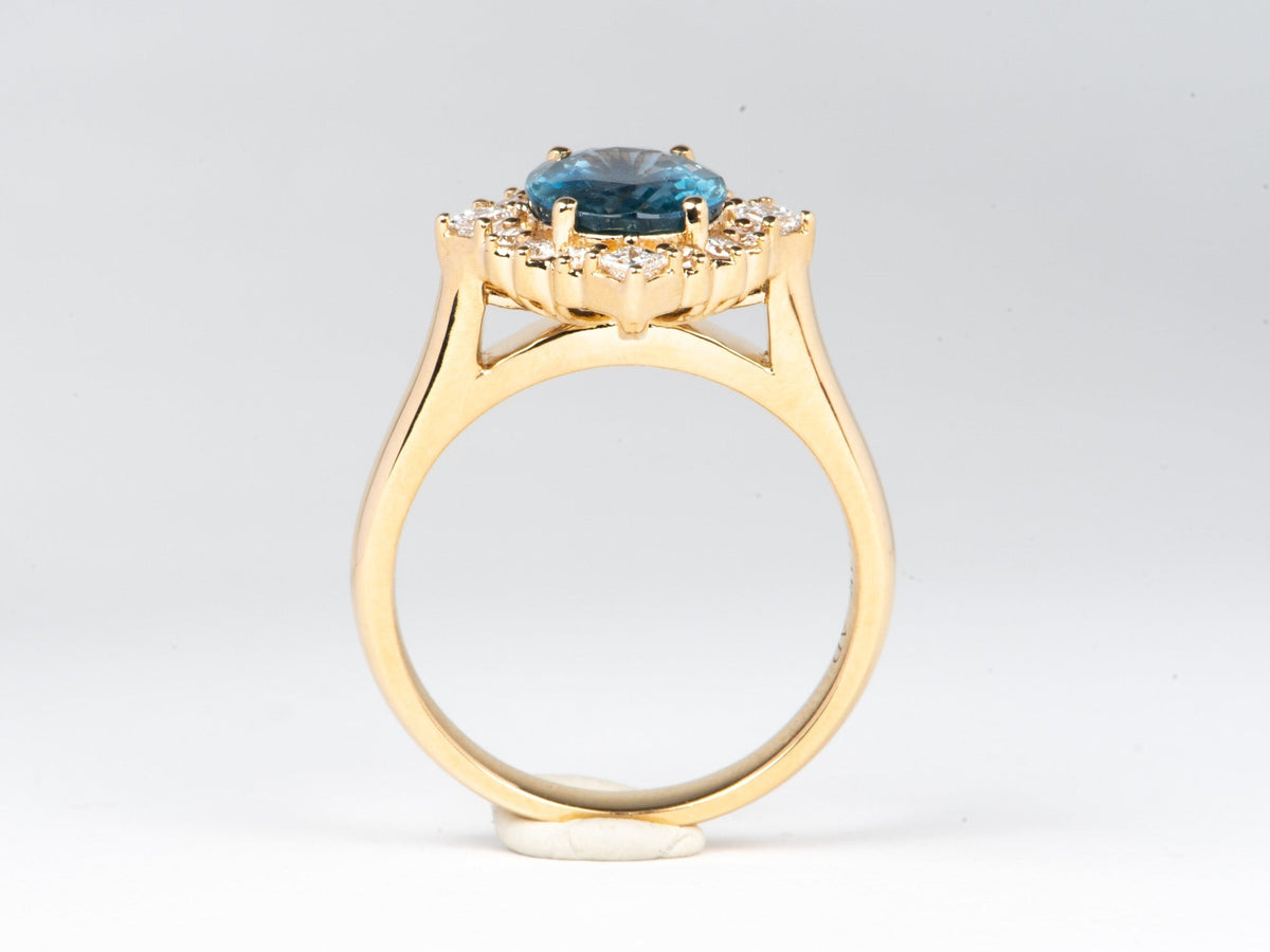3.21ct Heirloom Sapphire with Diamond Halo 14K Gold Engagement Ring R6779 Closeout