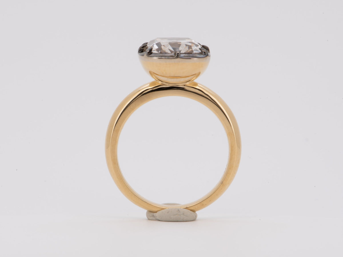 5.12ct Old Mine Cushion Cut Lab Diamond Ring in Georgian Style Cut Down Setting Certified R6780 Aurora Designer