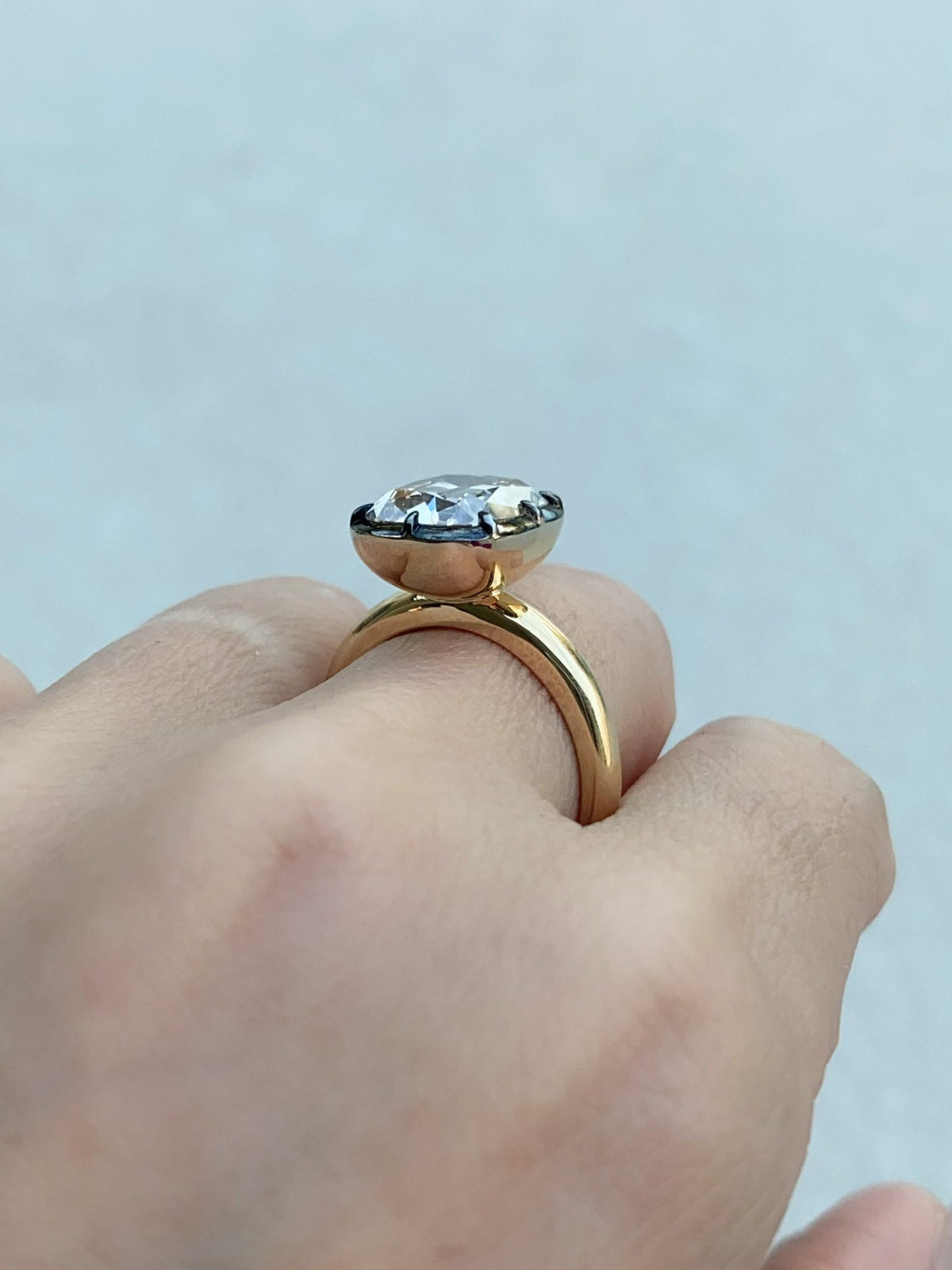 5.12ct Old Mine Cushion Cut Lab Diamond Ring in Georgian Style Cut Down Setting Certified R6780 Aurora Designer