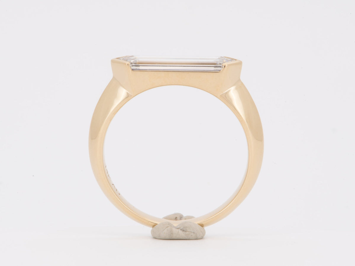 1.55ct Elongated Hexagon Lab Diamond Signet Engagement Ring 14K Gold IGI Certificate R6781 Aurora Designer