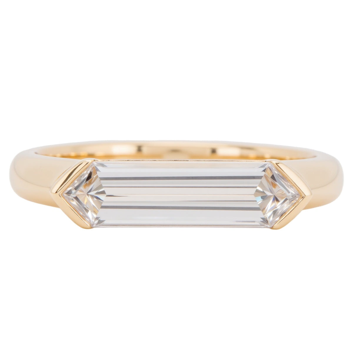 1.55ct Elongated Hexagon Lab Diamond Signet Engagement Ring 14K Gold R6781 Aurora Designer