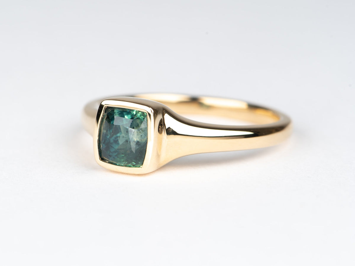 1.67ct Montana Sapphire Bezel Set Signet Engagement Ring 14K Gold R6783 Aurora Designer