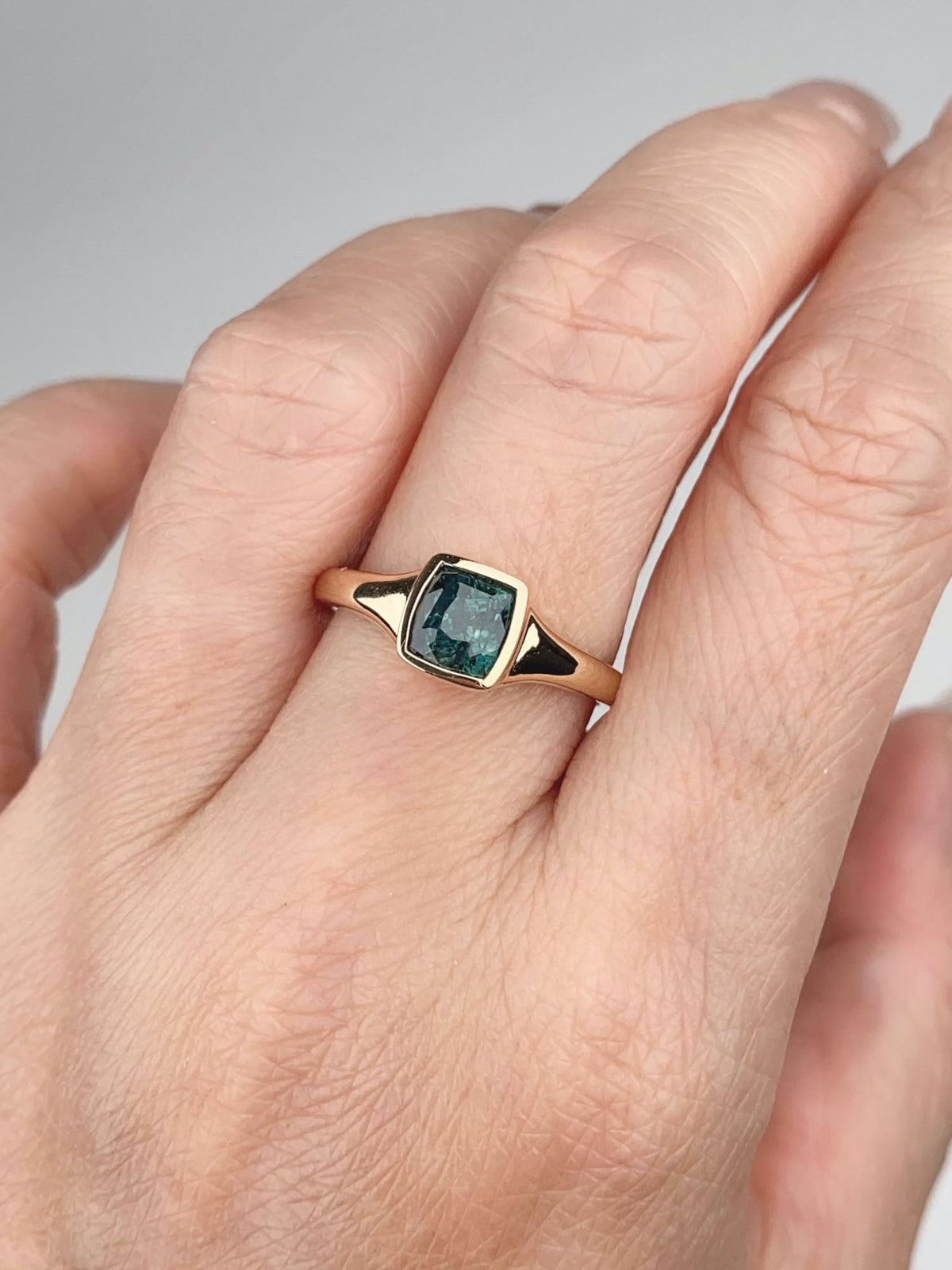 1.67ct Montana Sapphire Bezel Set Signet Engagement Ring 14K Gold R6783 Aurora Designer